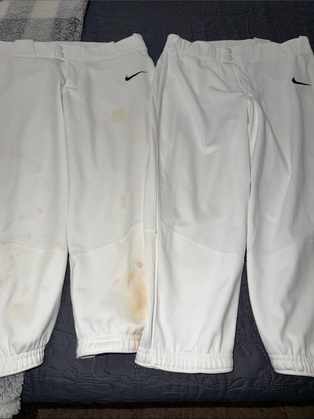 Nike White Kids Baseball Pants with Swoosh
